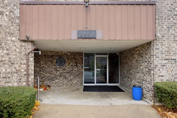 a front view of a building with entryway