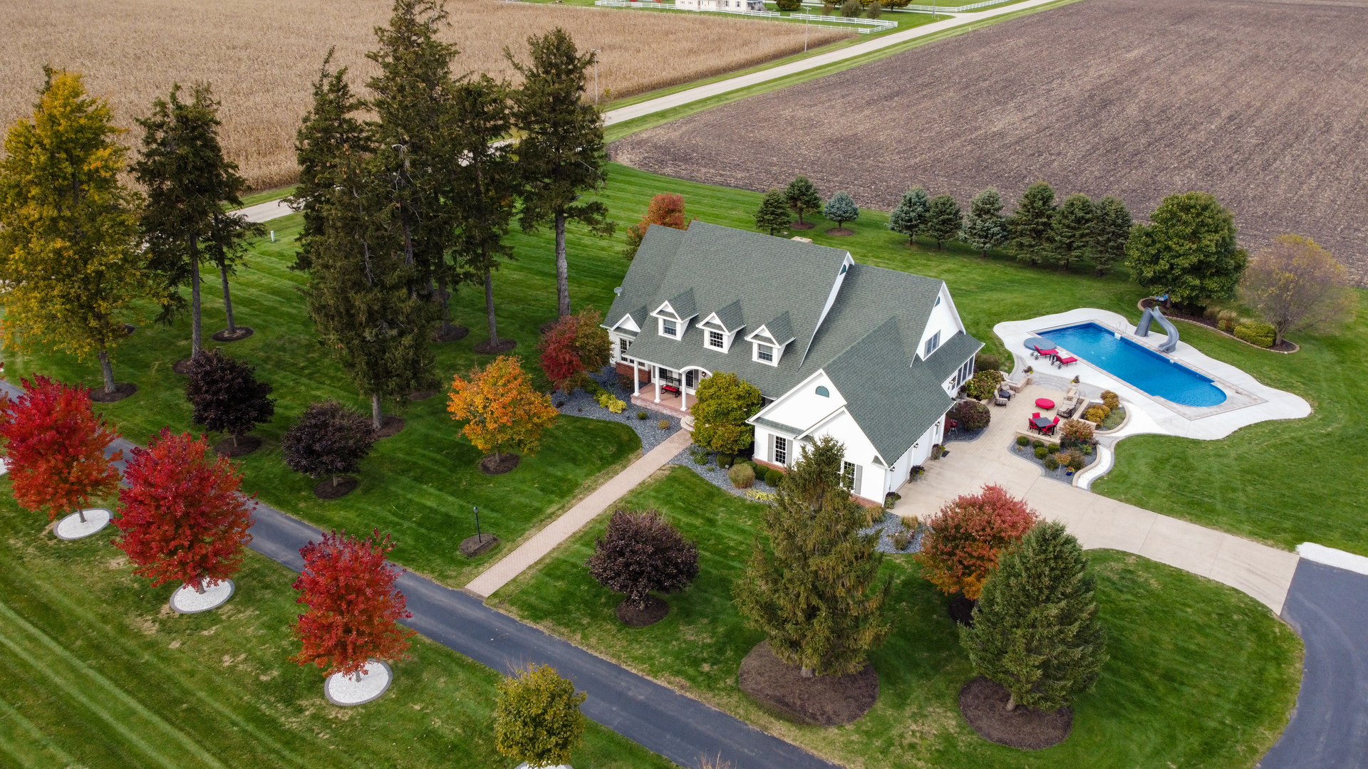 3142 East 1st Road Peru, IL 61354 - Photo 27 of 106 an aerial view of a house outdoor space and street view