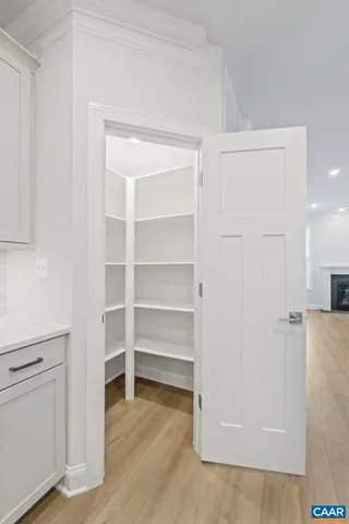 a view of an empty walk in closet