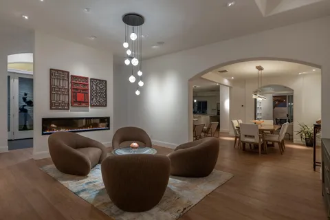 a view of an outdoor space with seating area