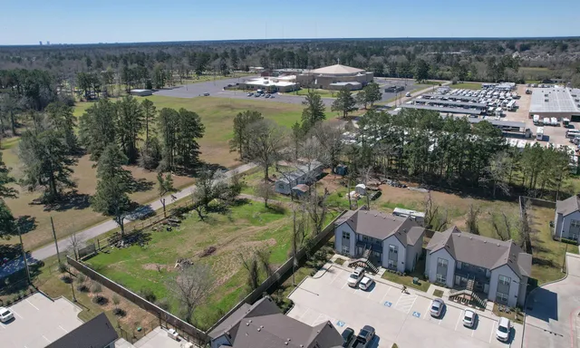 an aerial view of a house