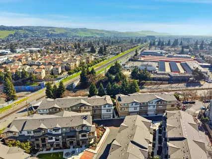 a view of a city with tall buildings