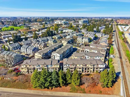 an aerial view of a city with lots of residential buildings