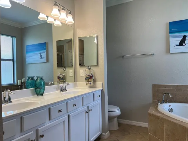 a bathroom with a bathtub