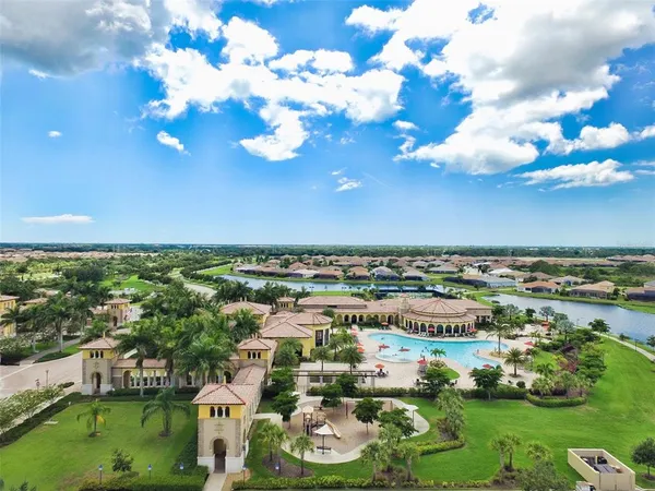 an aerial view of a city