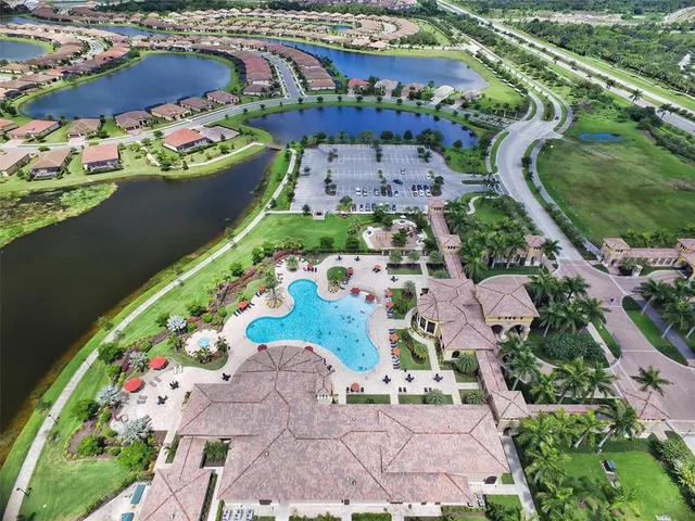 an aerial view of a house