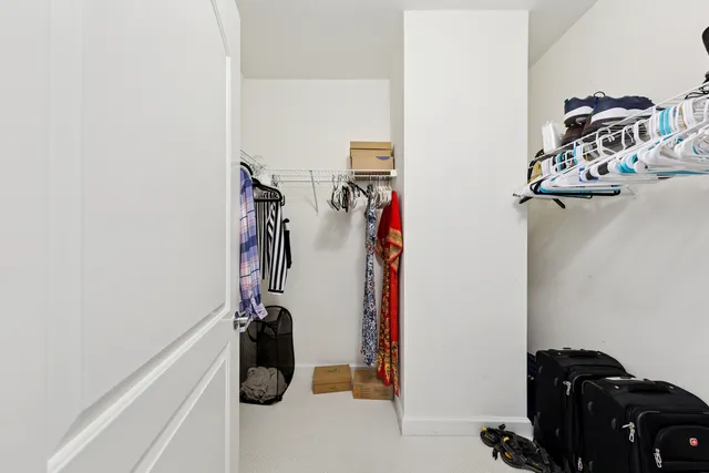 a view of a closet with storage