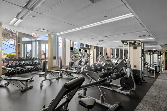 a view of a room with gym equipment