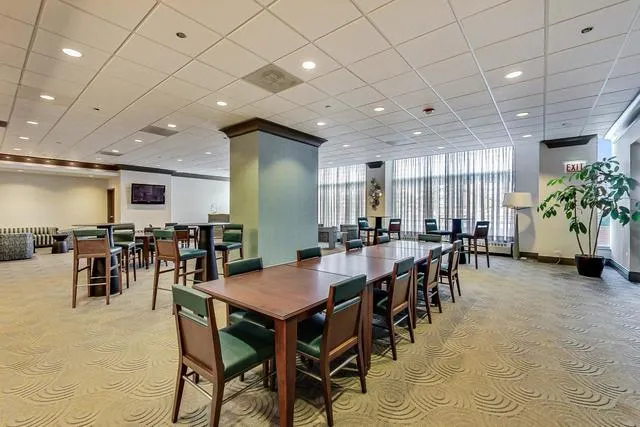a view of a dining area with furniture