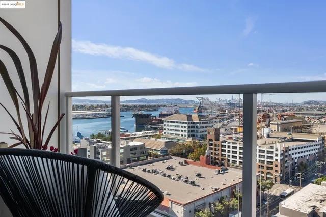 a view of a balcony with chairs