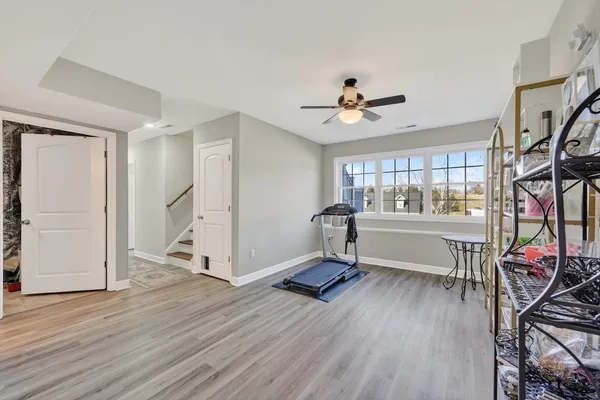 a view of a room with gym equipment