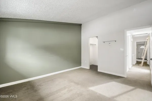 an empty room with closet