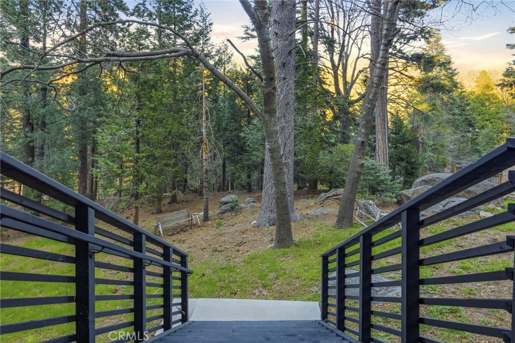 1349 Valley View Way Crestline, CA 92325 - Photo 41 of 43 a view of a wooden deck and forest