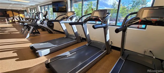 a view of a room with gym equipment