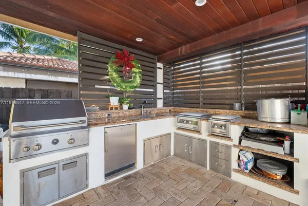 a kitchen with a stove and a microwave
