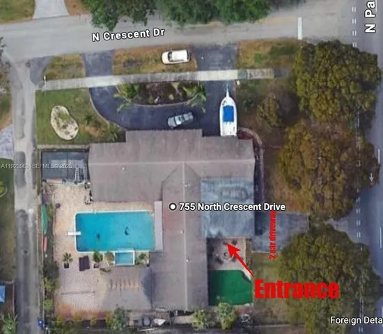 an aerial view of a house