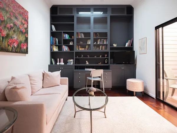 a living room with furniture