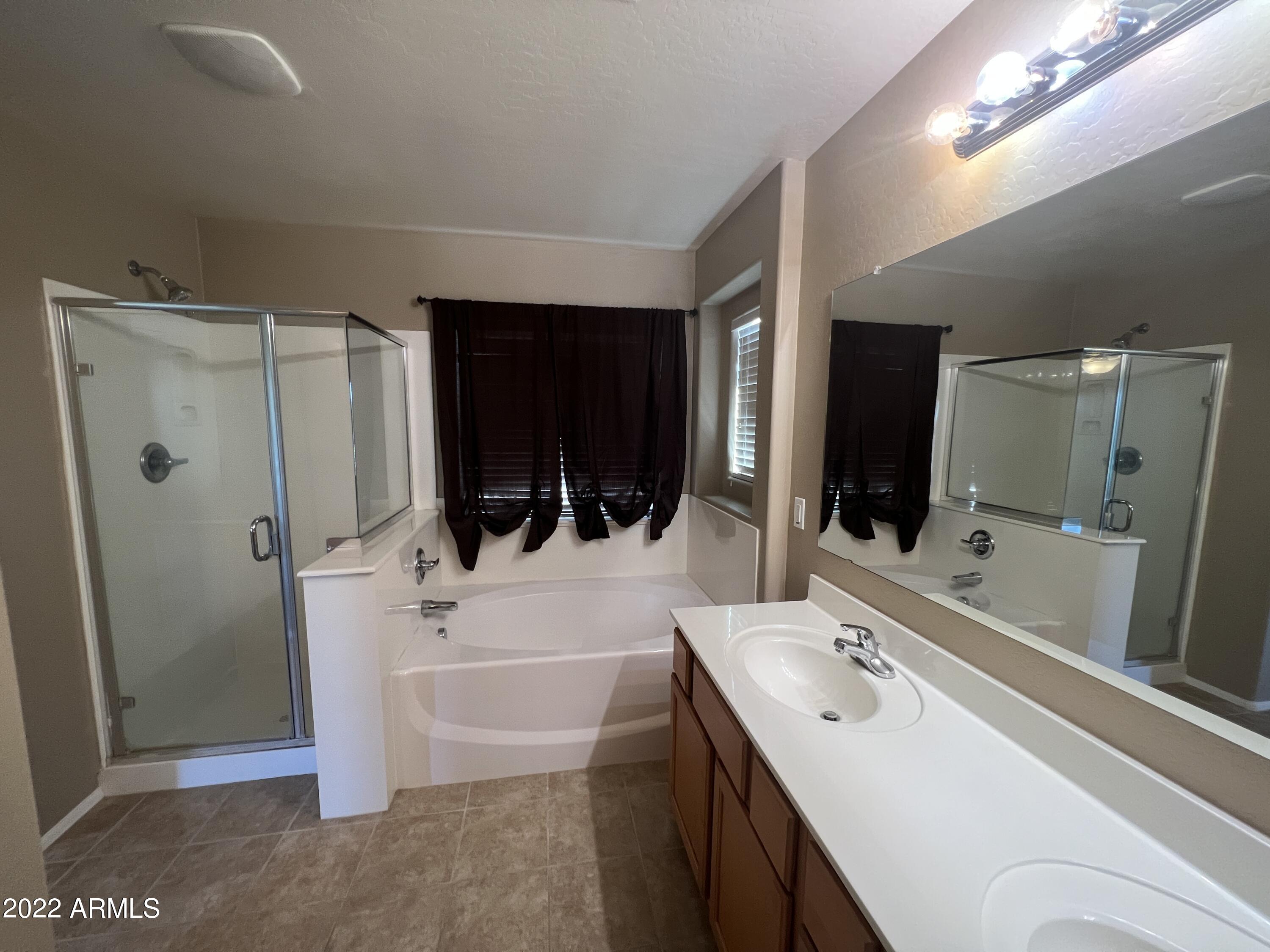 146 East Catclaw Street Gilbert, AZ 85296 - Photo 10 of 20 a bathroom with a sink a toilet a mirror and shower