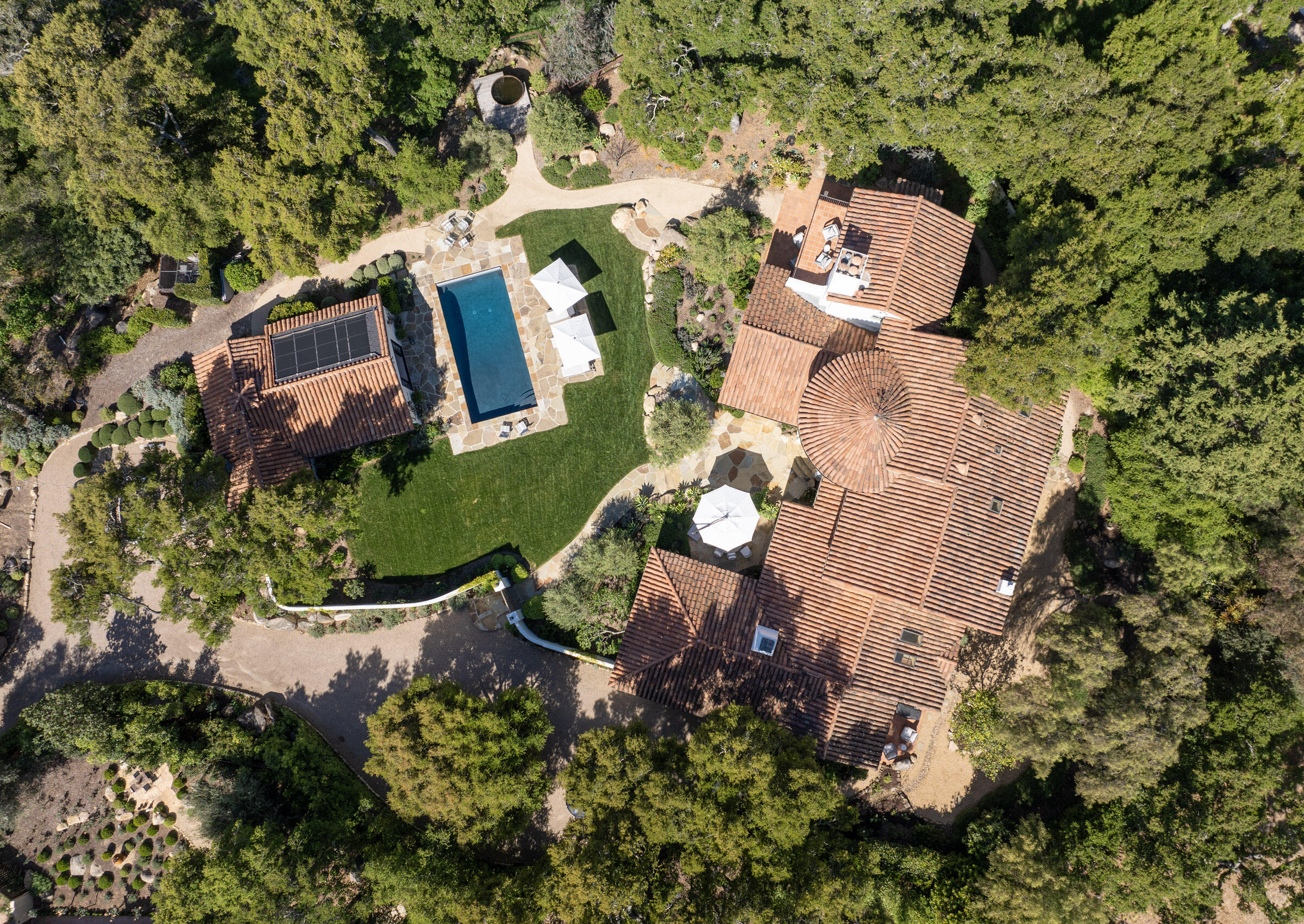849 Ashley Road Montecito, CA 93108 - Photo 27 of 28 an aerial view of a house with a yard and garden