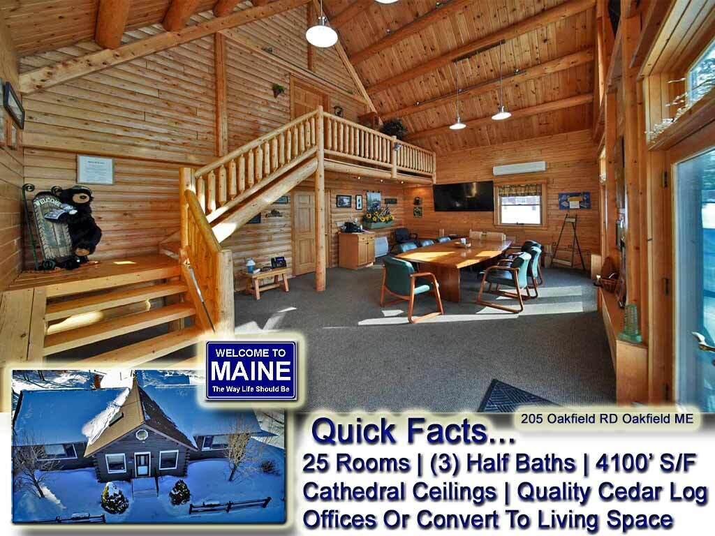 205 Oakfield Smyrna Road Oakfield, ME 04763 - Photo 1 of 88 set-1-me-mls-log-building