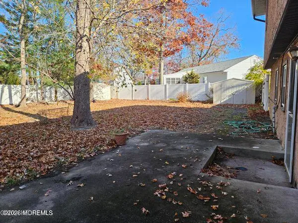 a view of a yard with a tree