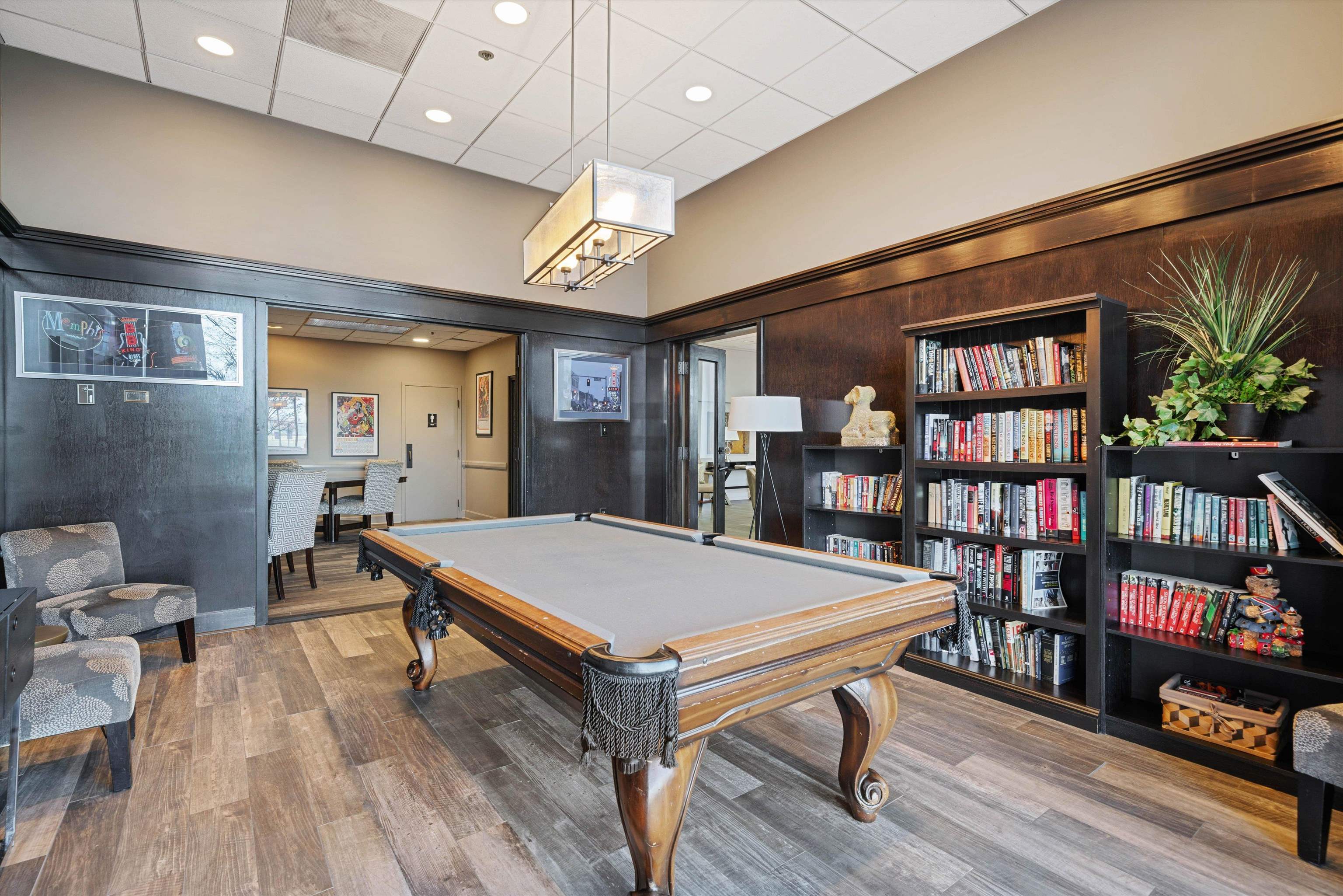 200 Wagner Street, Unit 604 Memphis, TN 38103 - Photo 26 of 36 Rec room with billiards table, a paneled ceiling, and recessed lighting