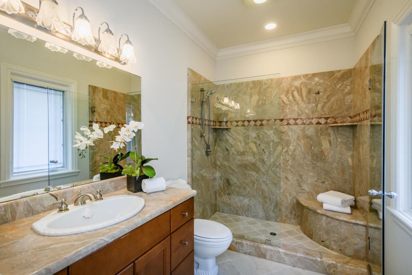 840 Newhall Road Burlingame, CA 94010 - Photo 20 of 41 a bathroom with a sink a toilet and shower