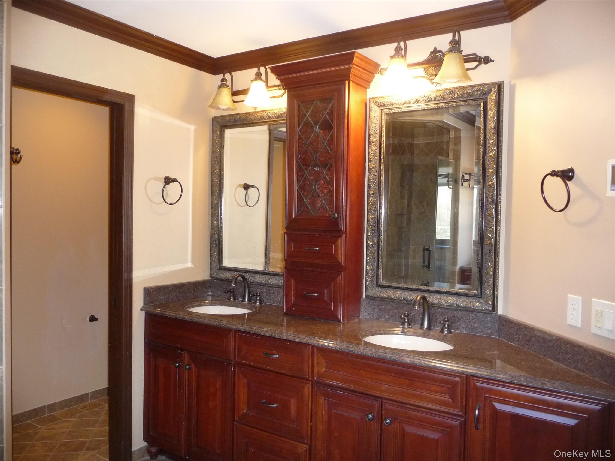 49 Lane Gate Road Wappingers Falls, NY 12590 - Photo 35 of 47 a bathroom with a granite countertop sink and a mirror