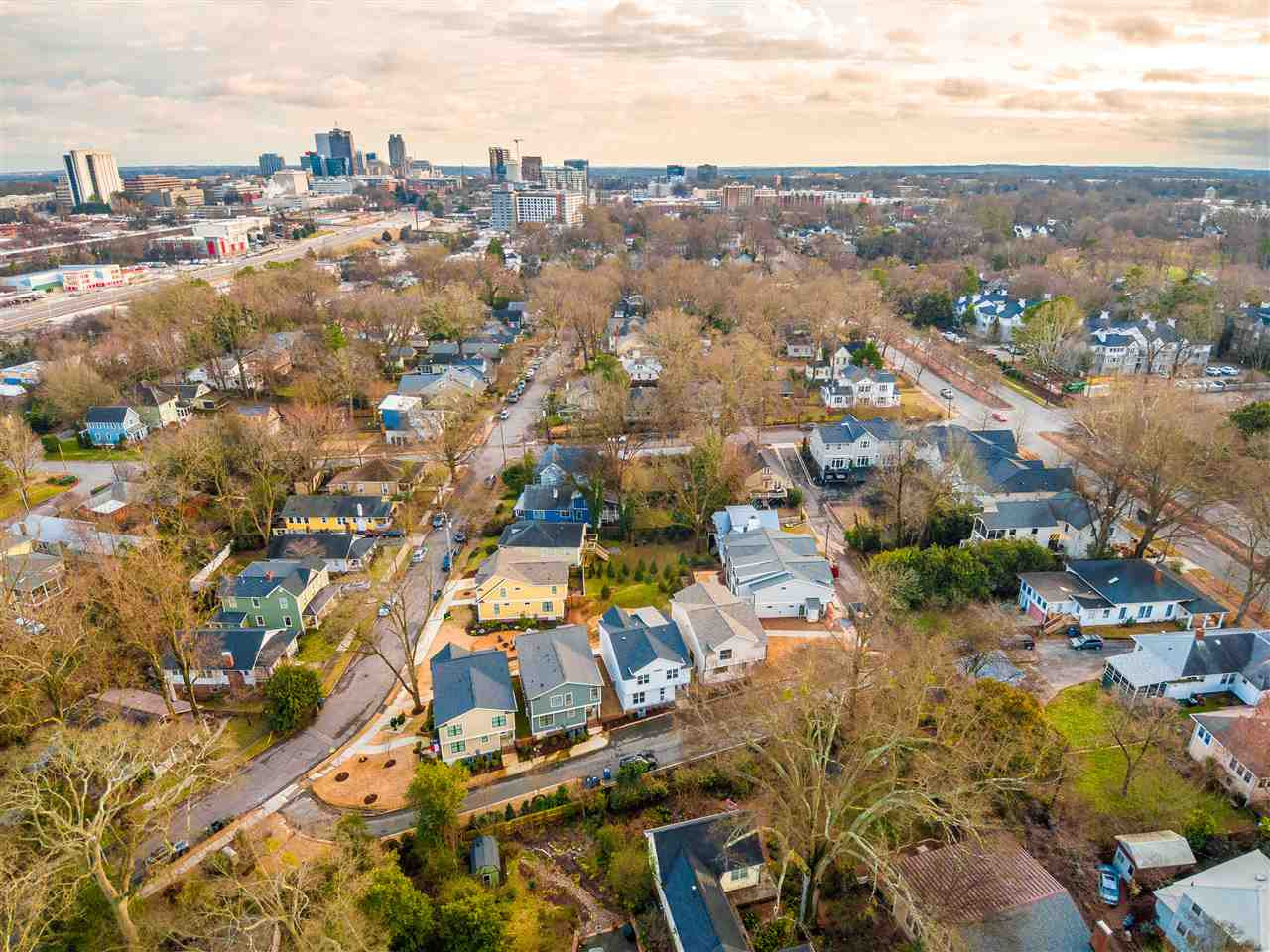 503 Hamilton Cottage Way Raleigh, NC 27605 - Photo 29 of 30 an aerial view of a city with lots of residential buildings