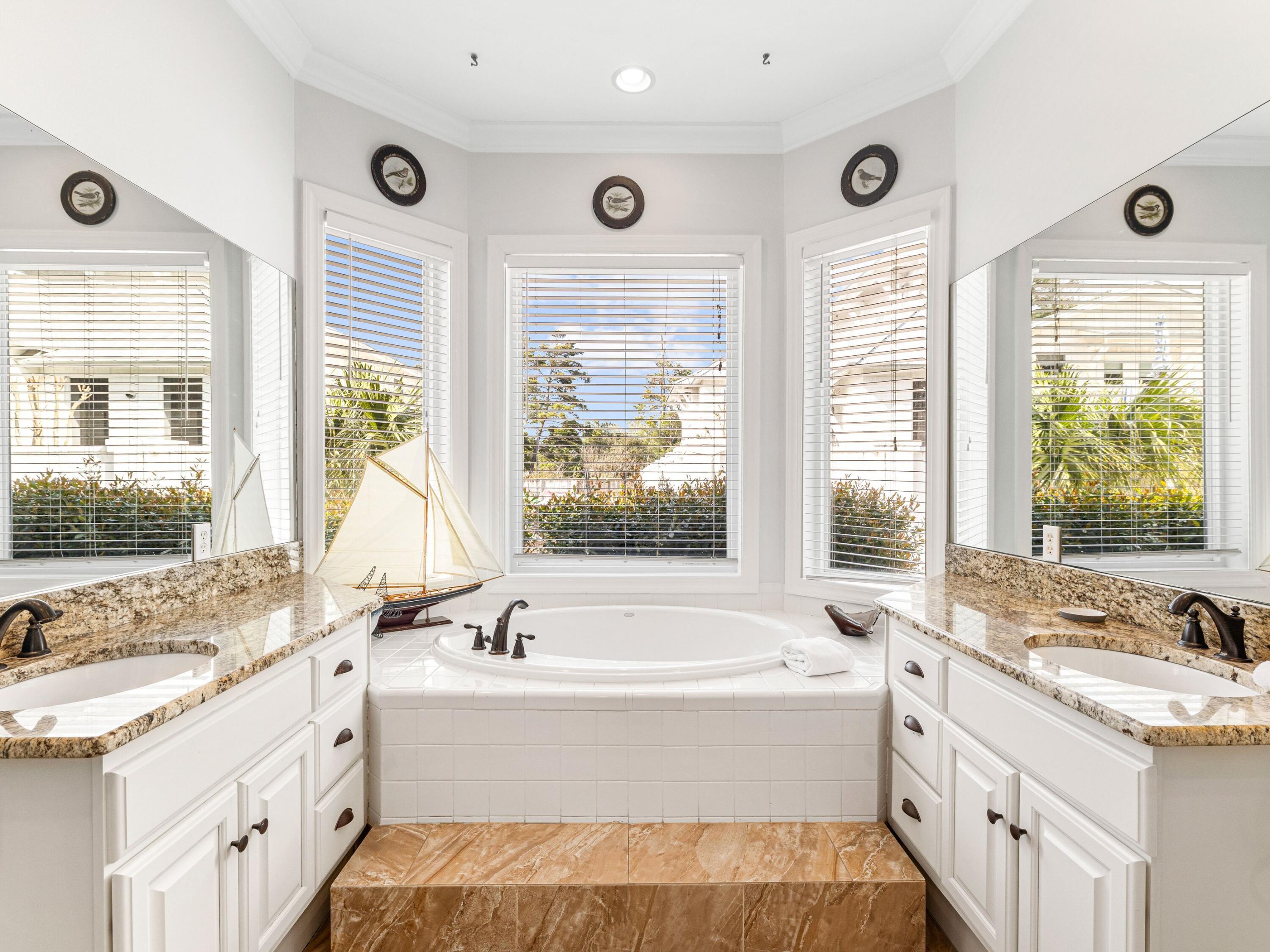 41 Winston Lane Inlet Beach, FL 32461 - Photo 33 of 50 a bathroom with a granite countertop sink and large window
