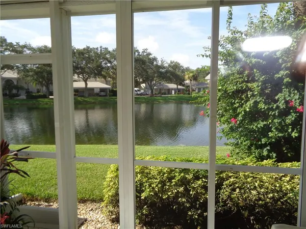a view of a lake from a window