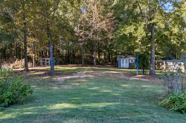 a view of a park with tree s