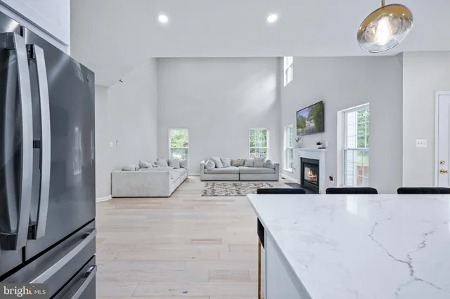 a view of a field with an trees