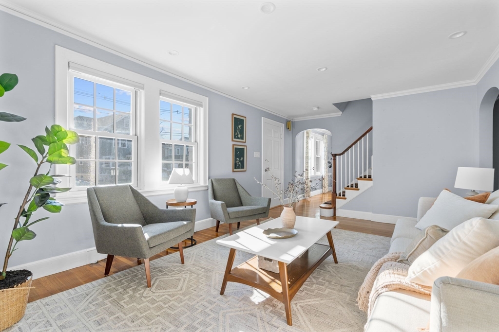 73 Grandview Road Arlington, MA 02476 - Photo 4 of 41 a living room with furniture and a potted plant