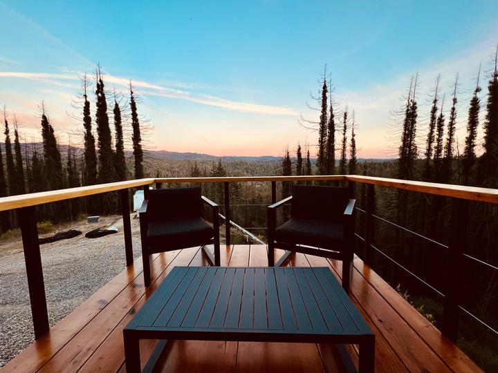 518 Container Way Boulder Creek, CA 95006 - Photo 29 of 33 a view of a balcony with chairs and wooden floor