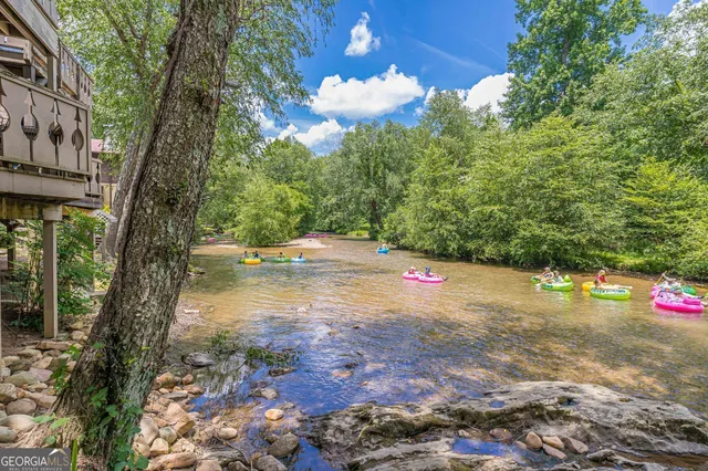 a view of backyard of a house