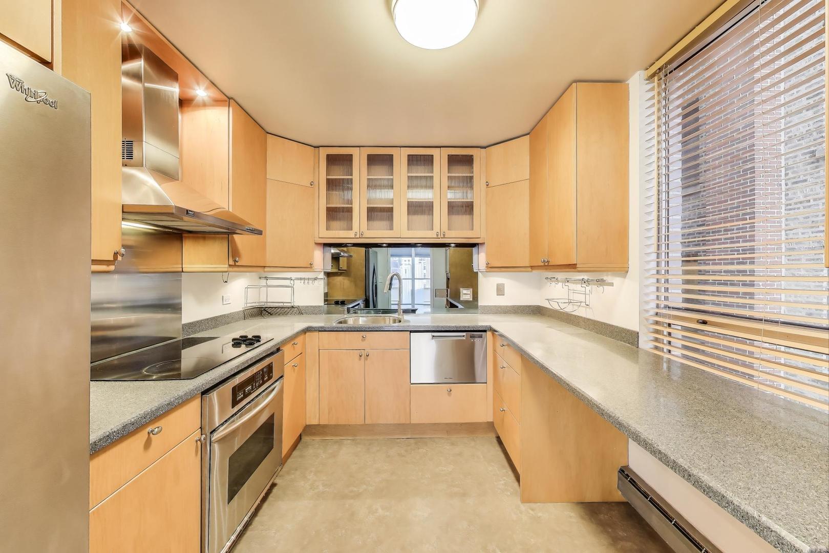 201 East Chestnut Street, Unit 19F Chicago, IL 60611 - Photo 6 of 36 a kitchen with stainless steel appliances granite countertop a sink and cabinets