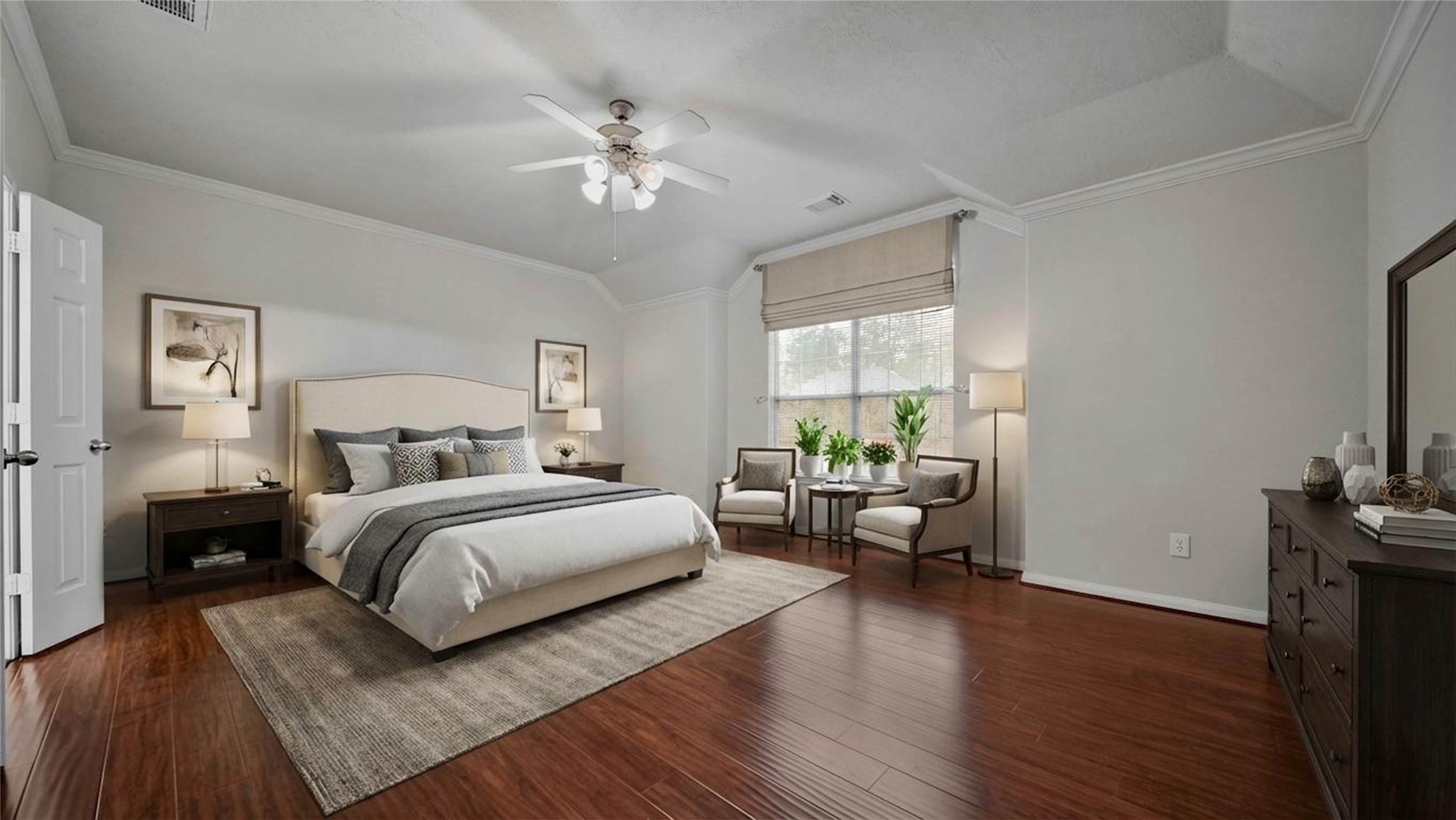 87 West Twinvale Loop Conroe, TX 77384 - Photo 11 of 19 a bedroom with a bed and wooden floor