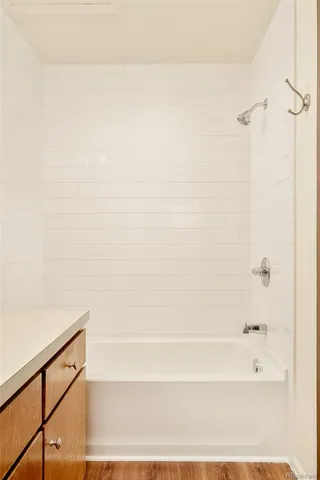 a bathroom with a bathtub