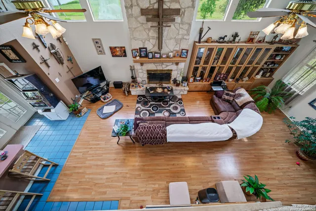 a view of a lake from a yard