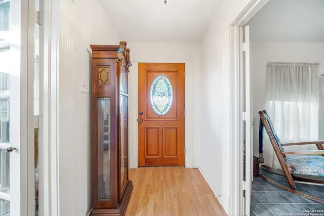 a view of a hallway with elevator