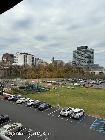 a view of a lake with a city