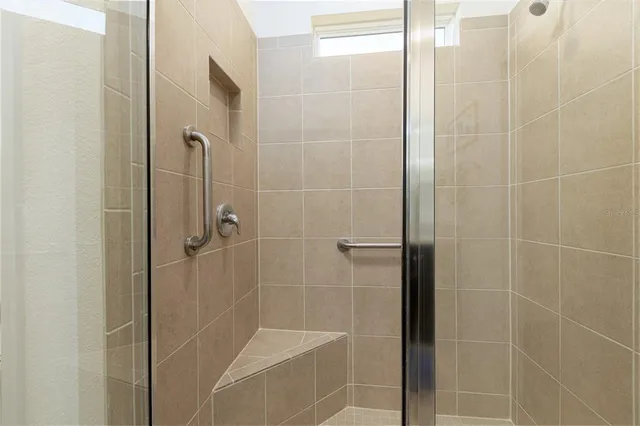 a living room with a large window