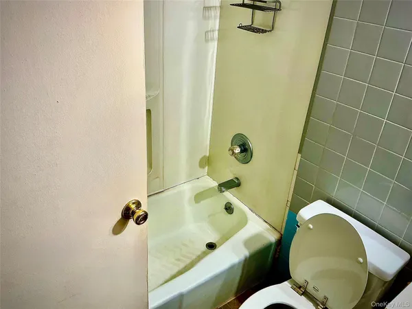 a bathroom with a toilet and shower