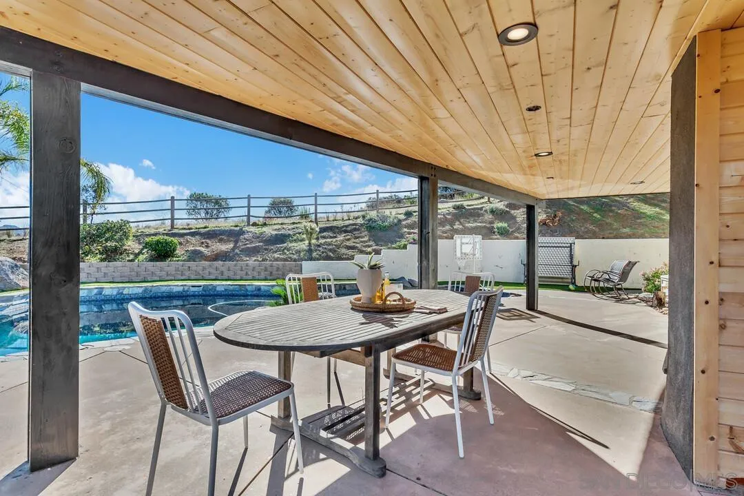 1198 Hanover Place Alpine, CA 91901 - Photo 55 of 68 a dining room with furniture and a floor to ceiling window