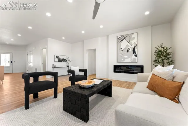 a living room with furniture and a couch