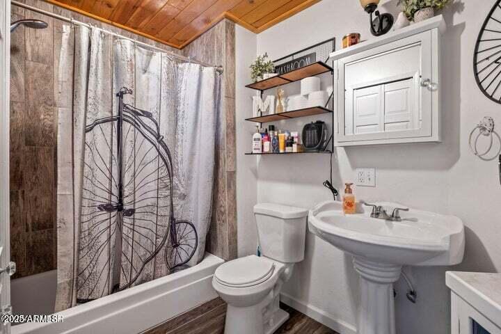 3355 Little Pine Drive Overgaard, AZ 85933 - Photo 20 of 26 a bathroom with a sink a toilet and a mirror