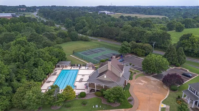 an aerial view of a wooden chairs