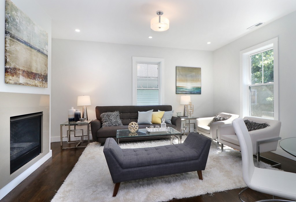 59 Mozart Street, Unit 2 Boston, MA 02130 - Photo 13 of 21 a living room with furniture and a fireplace