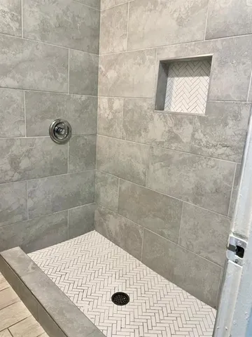 a bathroom with a shower